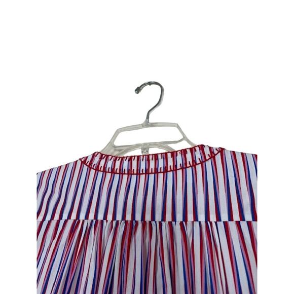 SALONI Ashley Mini Dress Optic Stripe Blue Pink Red Tiered Oversize Cotton Beach - Picture 10 of 16